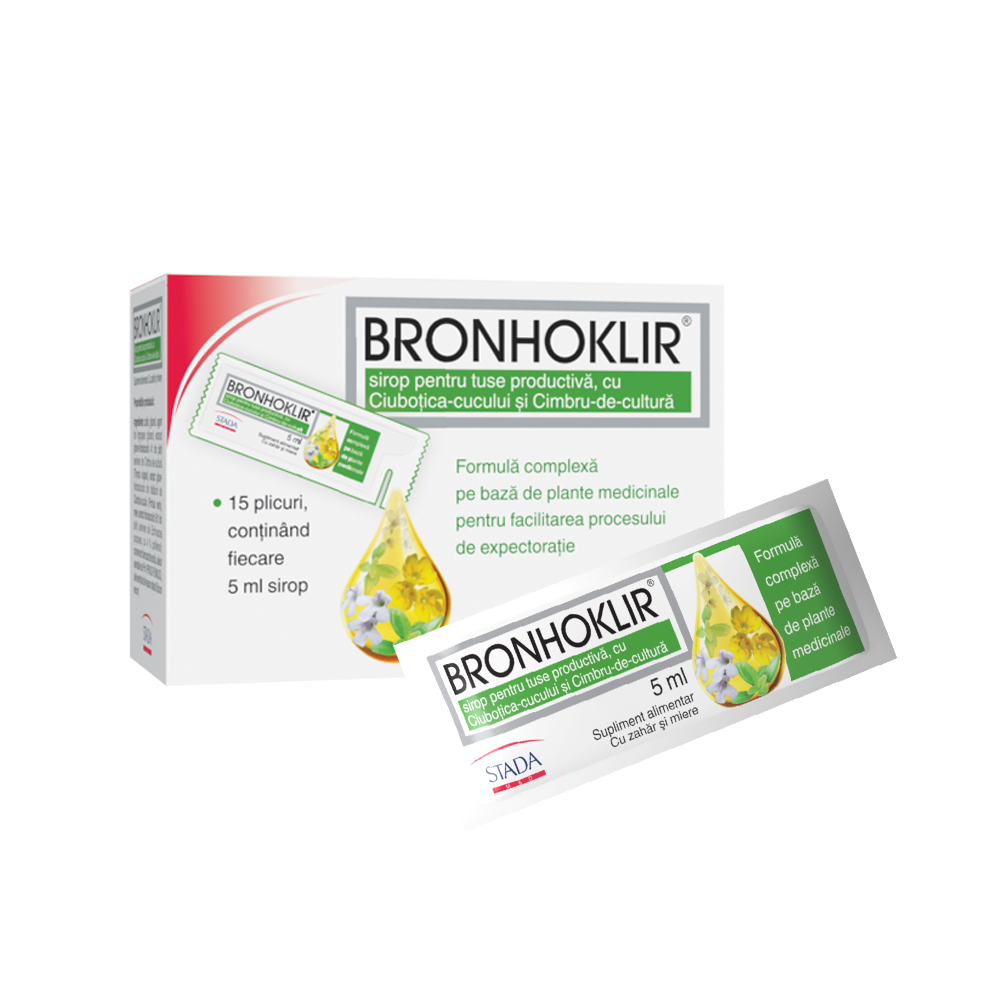 Sirop pentru tuse productiva Bronhoklir, 15x5ml, Stada