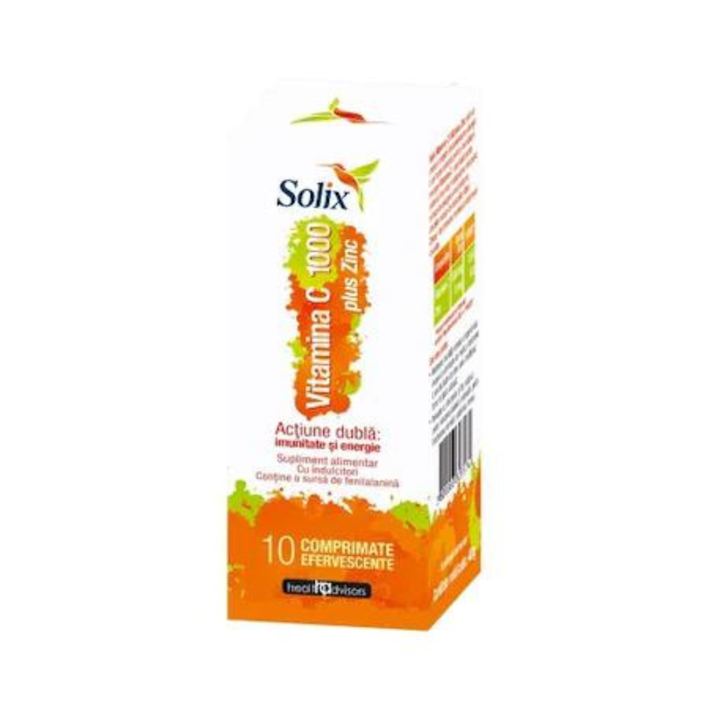 Vitamina C 1000 plus Zinc, 10 comprimate efervescente, Solix