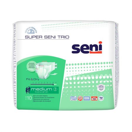 Scutece cu sistem inchis Super Seni Trio, Medium, 10 bucati, Seni