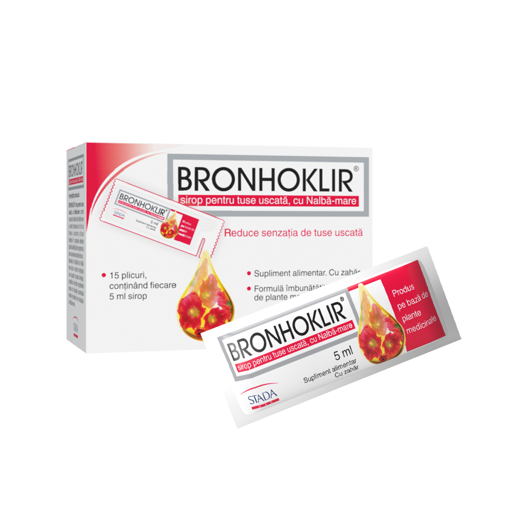 Sirop pentru tuse uscata Bronhoklir, 15x5ml, Stada