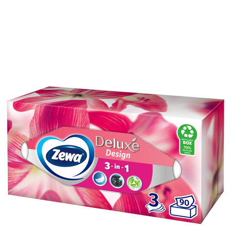 Servetele faciale 3in1 Deluxe Design, 3 straturi, 90 bucati, Diverse culori, Zewa 682551