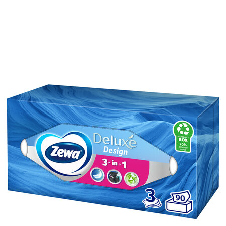 Servetele faciale 3in1 Deluxe Design, 3 straturi, 90 bucati, Diverse culori, Zewa 682550