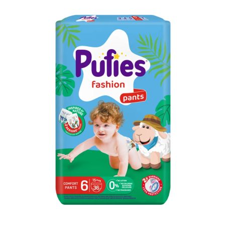 Scutece Pants Extra Large, nr. 6,  +15kg Fashion & Nature, 36 bucati, Pufies
