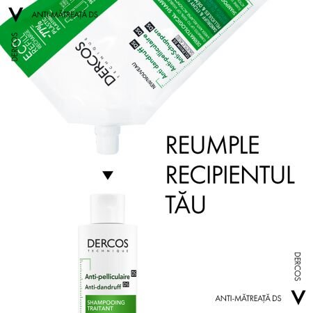Rezerva Sampon Dercos antimatreata pentru par normal-gras, 500 ml, Vichy 536949