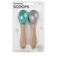 Set 2 lingurite cu varf din silicon si maner din mambus, +9 luni, Aqua Green / Deep Blue, Minikoioi 537002