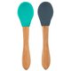 Set 2 lingurite cu varf din silicon si maner din mambus, +9 luni, Aqua Green / Deep Blue, Minikoioi 537005