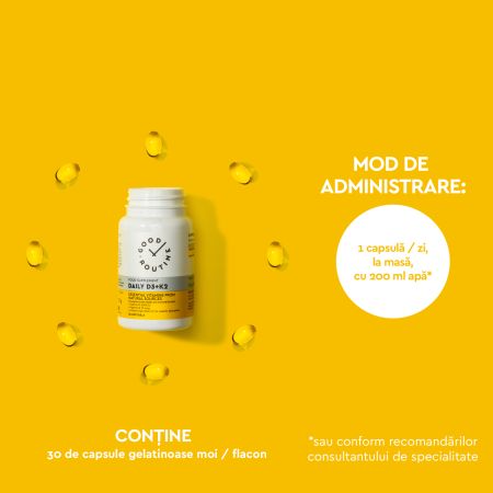 Daily D3 + K2, 30 capsule moi, Good Routine 777410