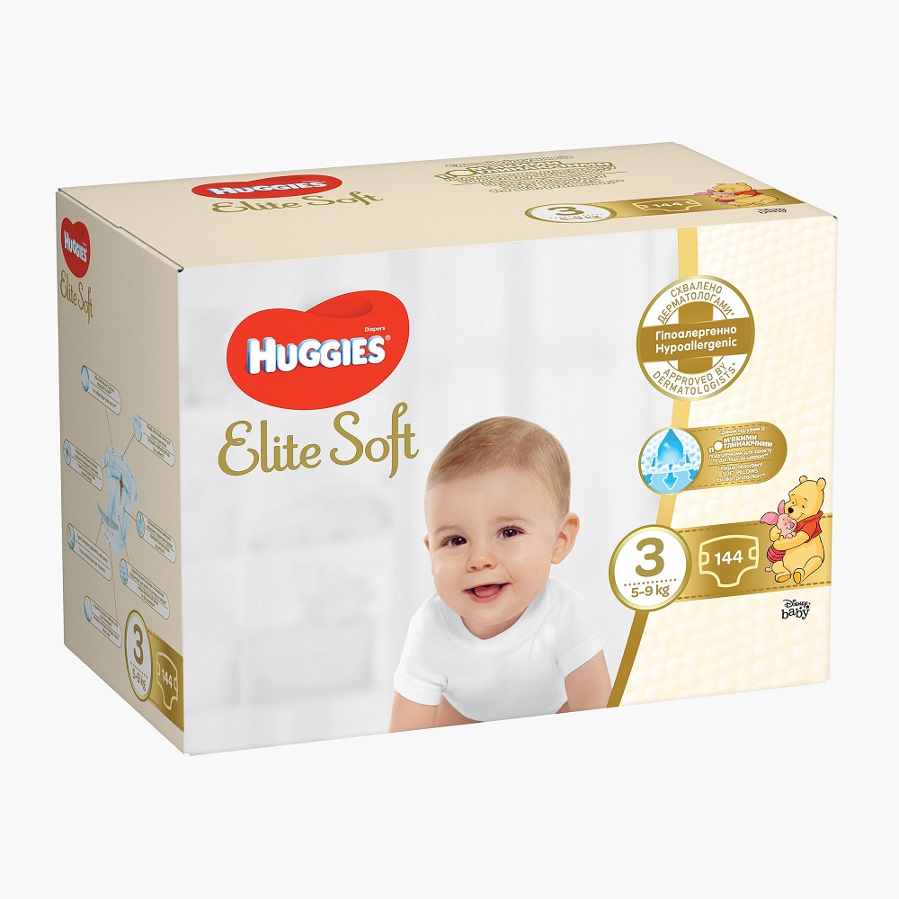 Scutece Elite Soft, Nr. 3, 5-9 kg, 144 buc, Huggies