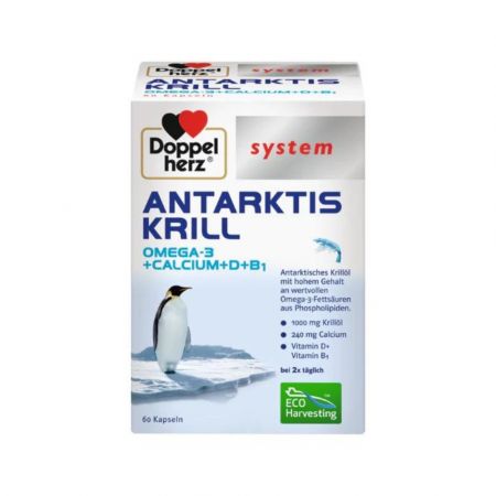 Krill Antarctic Omega-3 + Calciu + D + B1 System, 60 capsule, Doppelherz