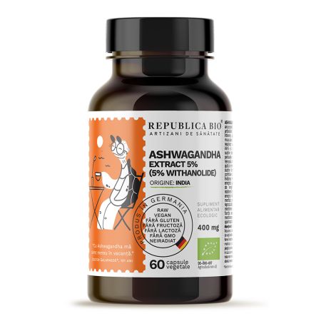 Ashwagandha 400 mg, 60 capsule, Republica Bio