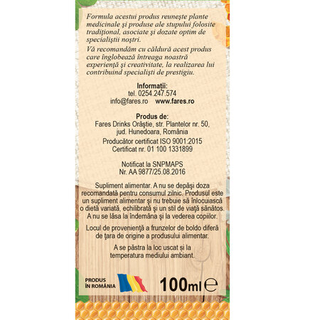 Sirop Vermicin cu miere, propolis si Vitamina C D73, 100 ml, Fares 721118