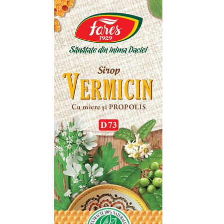 Sirop Vermicin cu miere, propolis si Vitamina C D73, 100 ml, Fares 721120