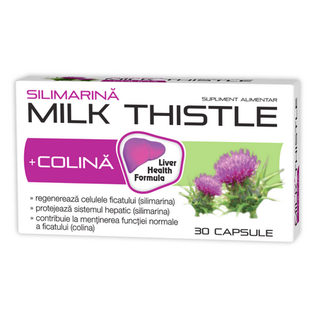 Silimarina si colina Milk Thistle, 30 capsule, Zdrovit
