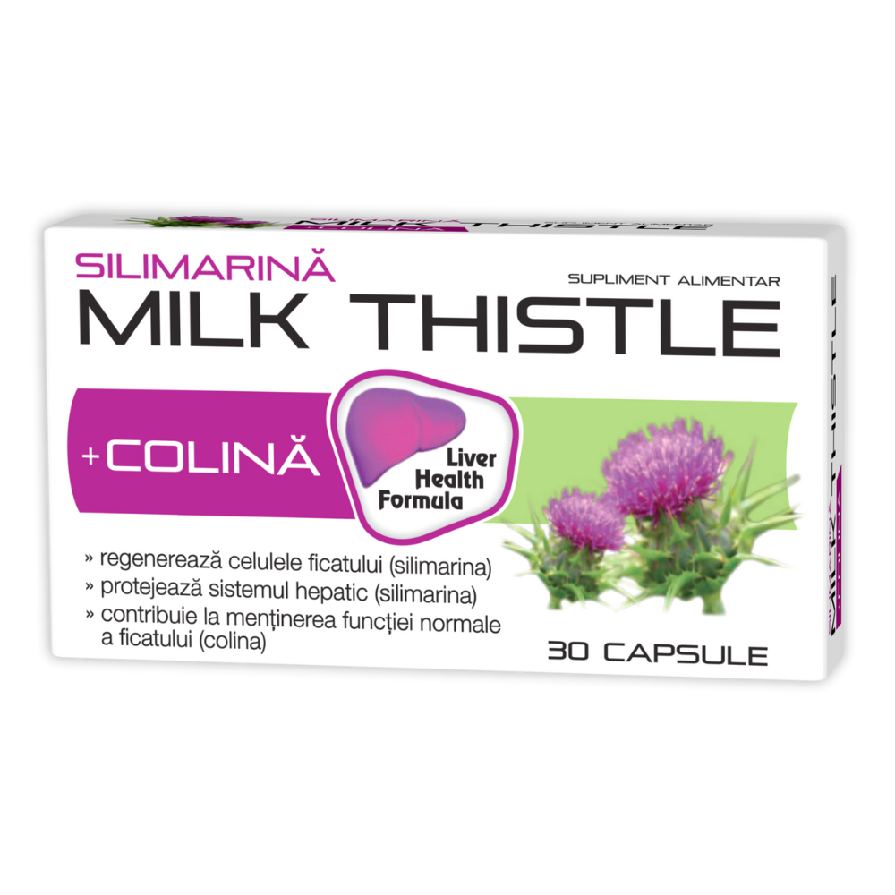 Silimarina si colina Milk Thistle 1000mg, 30 capsule, Zdrovit