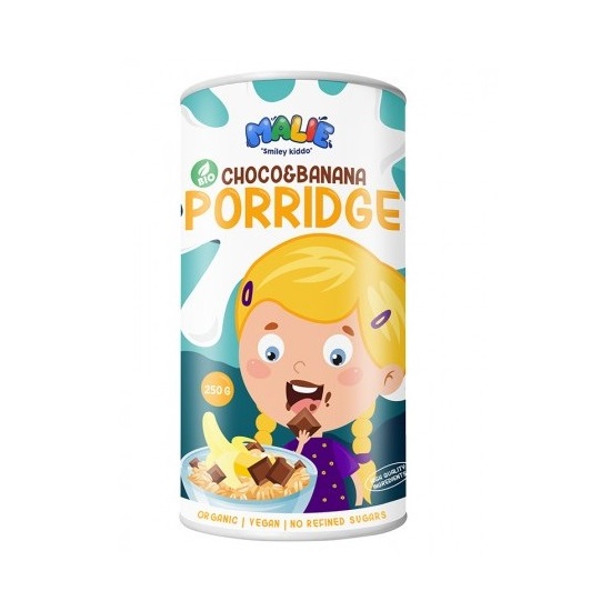 Porridge Eco cu ciocolata si banana pentru copii, 250 g, Malie