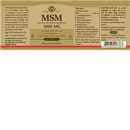 MSM, 1000 mg, 60 capsule, Solgar 537365