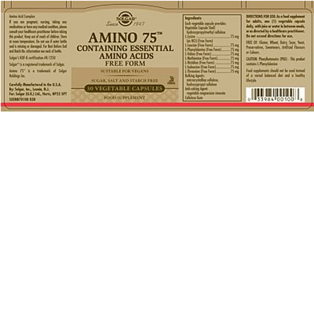 Amino 75 Essential Amino, 30 capsule, Solgar 537372