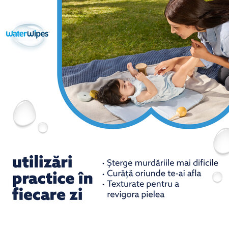 Servetele umede pentru bebelusi fara parfum Sensitive+, +0 luni, 9x60 bucati, WaterWipes 781235