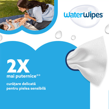Servetele umede pentru bebelusi fara parfum Sensitive+, +0 luni, 9x60 bucati, WaterWipes 781237