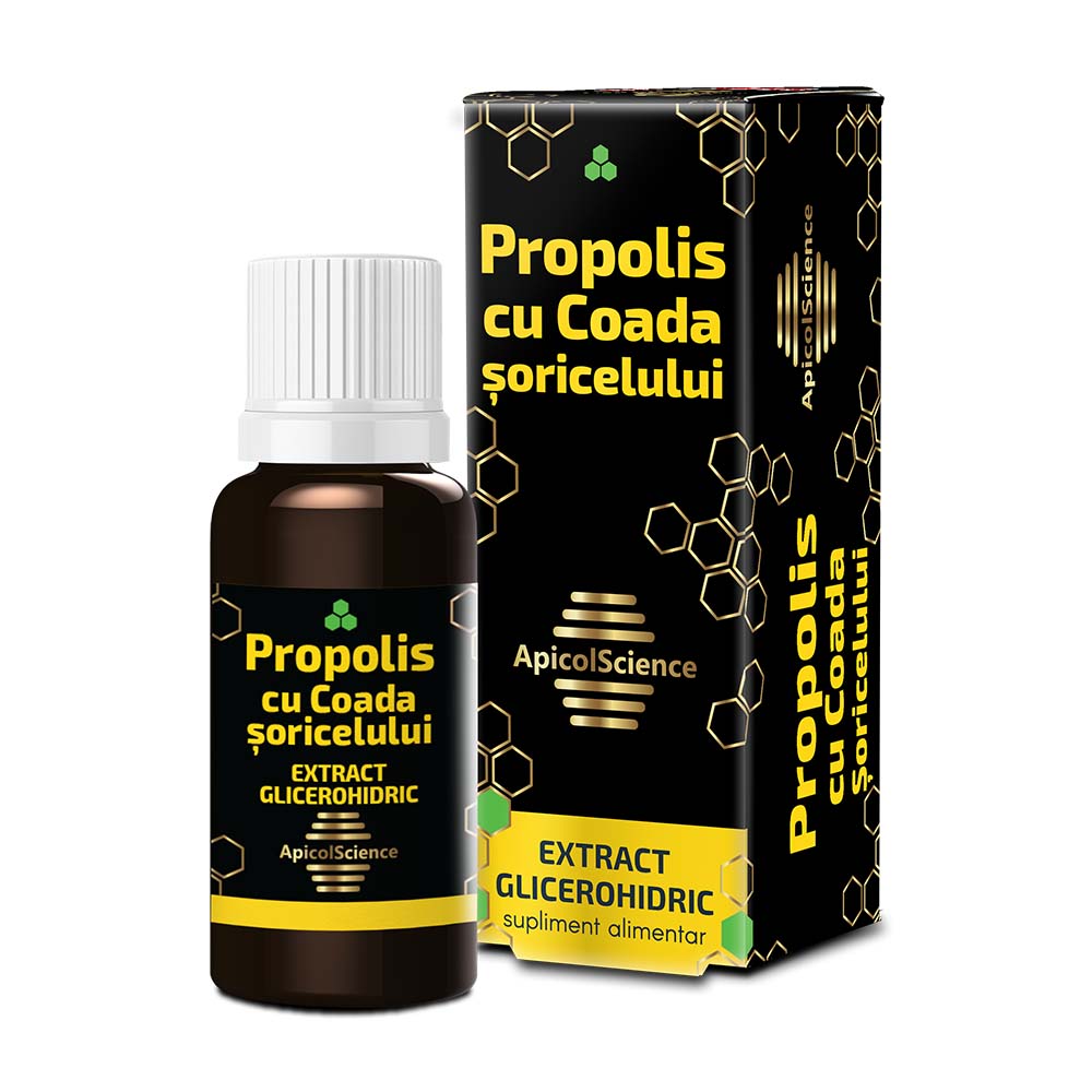 Propolis cu coada soricelului si extract glicerohidric, 30 ml, Apicol Science