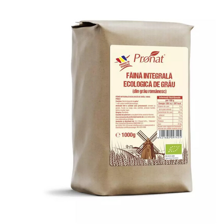 Faina integrala ecologica de grau, 1 kg, Pronat