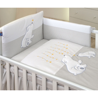 Lenjerie 3 piese cu protectie laterala Bear Heart, 120 × 60 cm, Gri, Amy