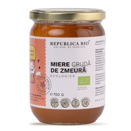 Miere cruda de Zmeura Eco, 700 g, Republica Bio