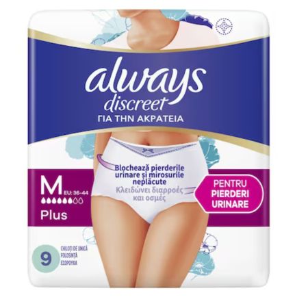 Chiloti pentru incontinenta urinara Always Discreet Pants, M, 9 bucati, P&G