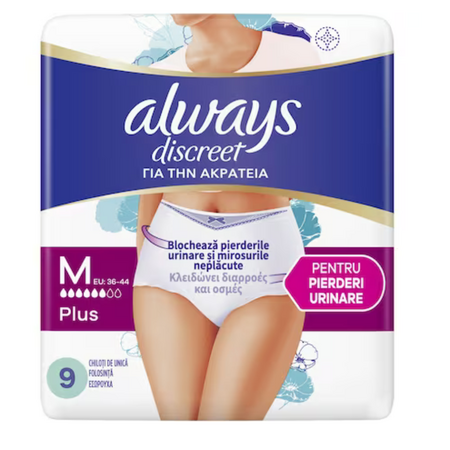 Chiloti pentru incontinenta urinara Always Discreet Pants, M, 9 bucati, P&G