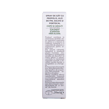Spray de gat cu propolis, ulei de pin, salvie si portocal, 20 ml, Albina Carpatina 816870