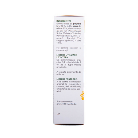Spray de gat forte cu propolis fara alcool, 20 ml, Albina Carpatina 816875
