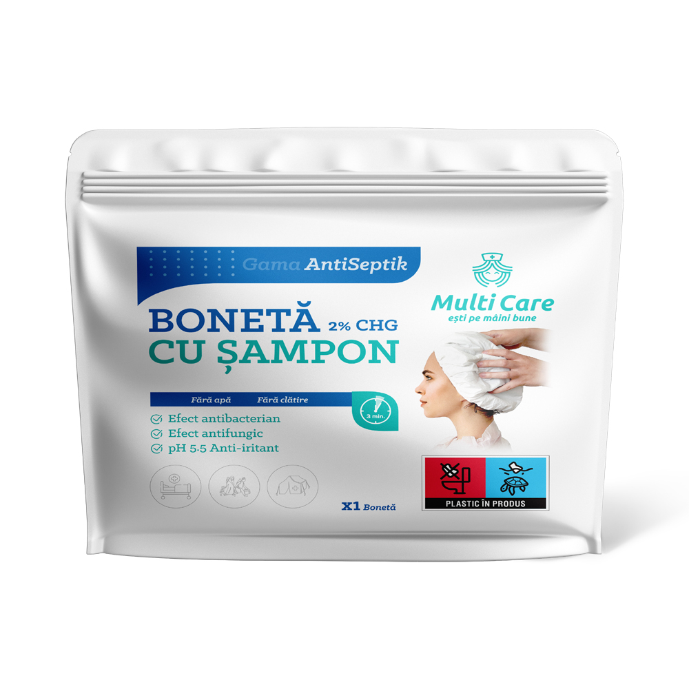 Boneta cu sampon cu 2% clorhexidina Confort, Multi Care