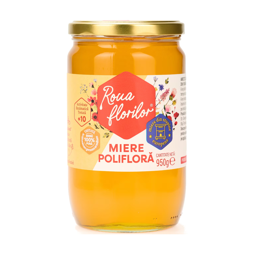 Miere poliflora Roua Florilor, 950 g, Apidava