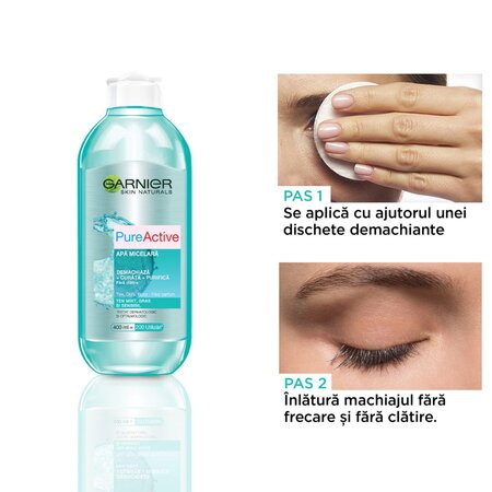 Garnier apa micelara pentru ten mixt cu tendinta de ingrasare Pure Active, 400 ml, Loreal 538587