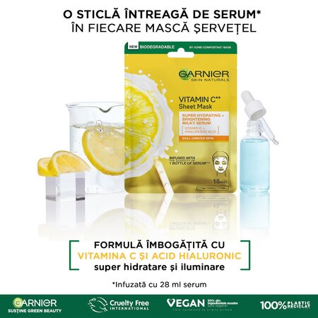 Masca servetel cu vitamina C Skin Naturals, 28 g, Garnier 538631