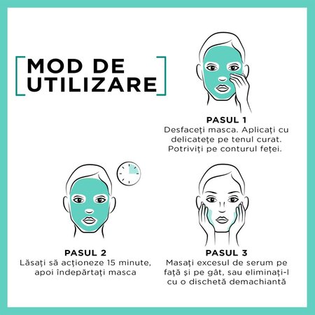 Masca servetel Garnier cu aloe vera Hyaluronic Aloe, 28 g, Loreal 538659