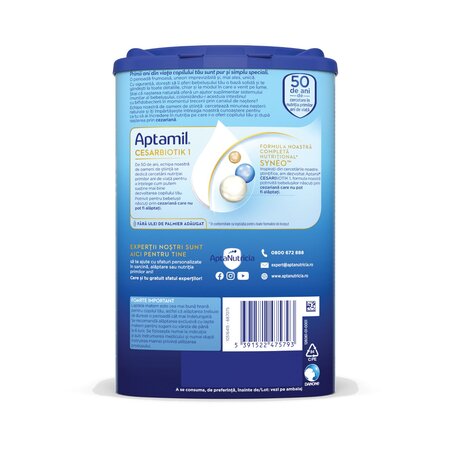 Lapte Praf Cesar Biotik 1, 0-6 luni, 800g, Aptamil 816683