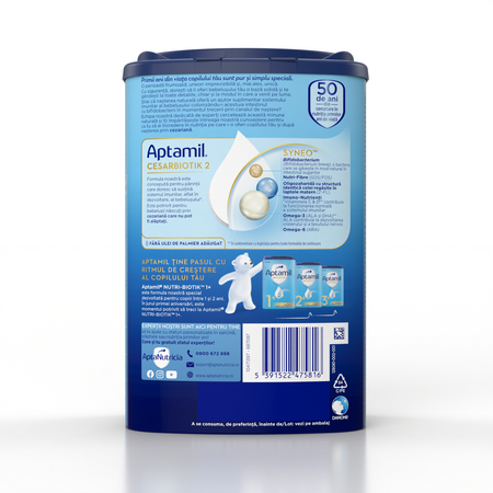 Lapte Praf CesarBiotik 2, 6-12 luni, 800g, Aptamil 538784