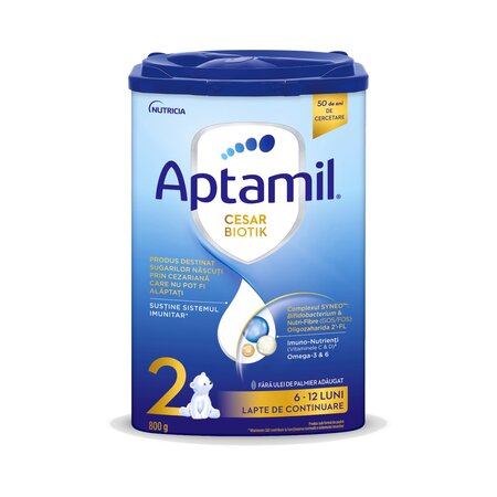 Lapte Praf CesarBiotik 2, 6-12 luni, 800g, Aptamil