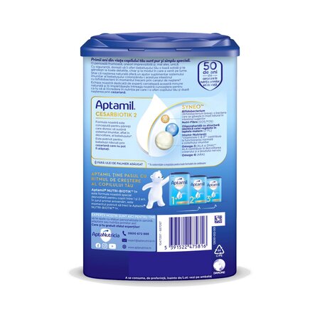 Lapte Praf CesarBiotik 2, 6-12 luni, 800g, Aptamil 816687