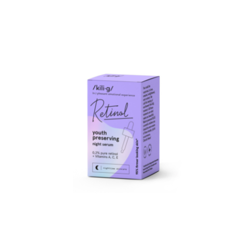 Ser facial de noapte cu retinol, acid hialuronic si vitamina E, 30 ml, Kilig