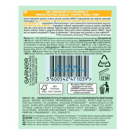 Gel hidratant Garnier cu vitamina C Skin Naturals, 50 ml, Loreal 538884