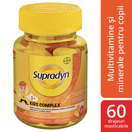 Supradyn Kids Complex, 3 ani+, 60 drajeuri masticabile, Bayer 540298