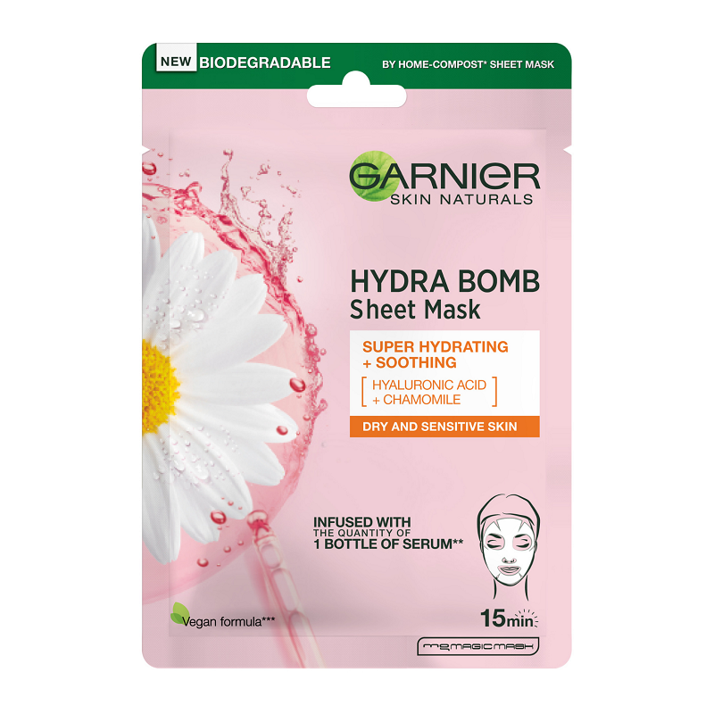 Masca servetel Garnier cu musetel Hydra Bomb, 28 g, Loreal