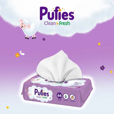 Servetele umede pentru bebelusi, Clean & Fresh, 64 bucati, Pufies  493422