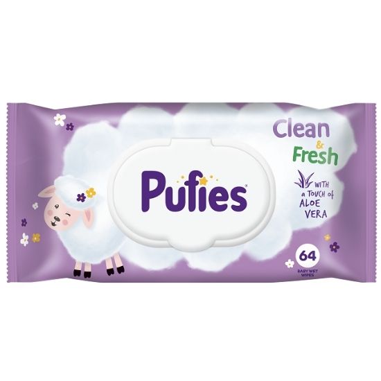 Servetele umede pentru bebelusi, Clean & Fresh, 64 bucati, Pufies 