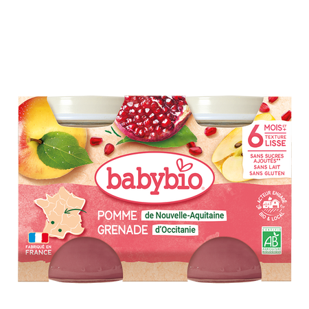 Piure Bio de mere si rodie, 2 x 130 g, BabyBio