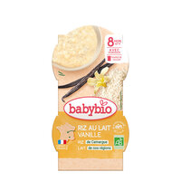 Desert Bio din lapte cu orez si vanilie, 2 x 100 g, BabyBio