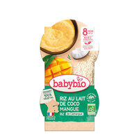 Desert Bio din orez cu crema de cocos si mango, 2 x 100 g, BabyBio