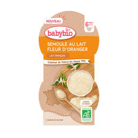 Desert Bio din gris cu lapte si flori de portocal, 2 x 100 g, BabyBio